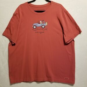Life Is Good Mens XL T Shirt Cotton Crusher Red Outdoor Adventure Trail Jeep